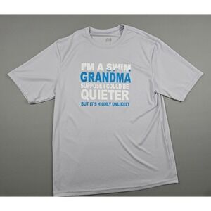 A4 Performance Shirt Gray I'm A Swim Grandma Graphic Tee Short Sleeve Large
